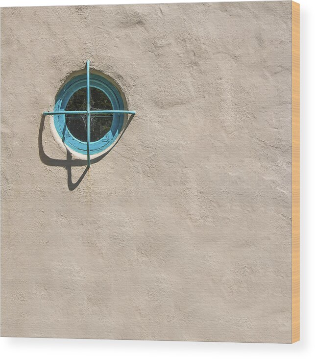 Minimal Wood Print featuring the photograph Aqua Blue Window by Lee Harland