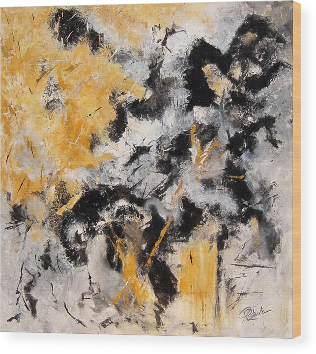 Yellows Wood Print featuring the painting Autumn Nights by Roberta Rotunda