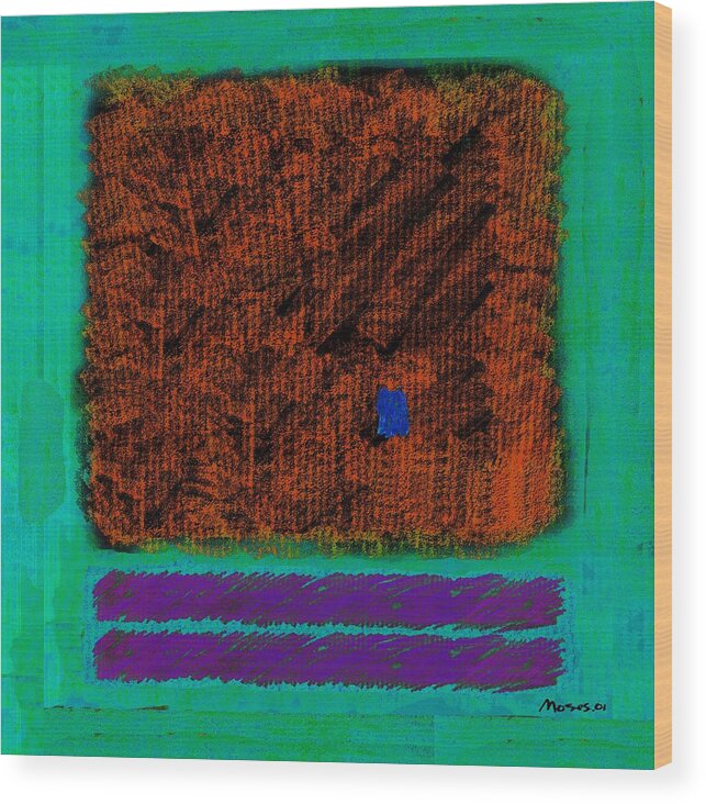  Wood Print featuring the painting Square on Turquoise by Dale Moses