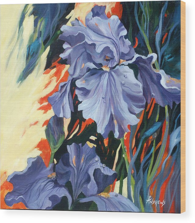 Iris Wood Print featuring the painting Rhapsody by Rae Andrews