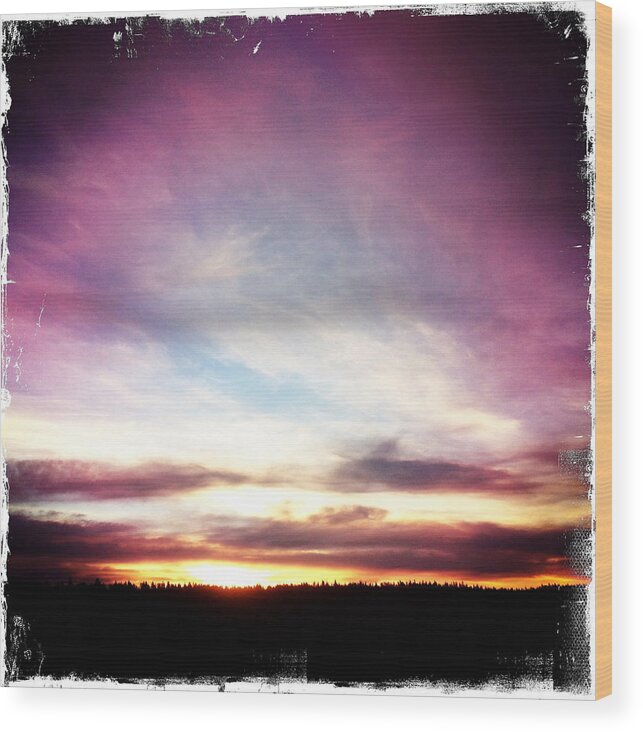 Sunrise Wood Print featuring the photograph Sunrise on Ridge by Suzanne Lorenz