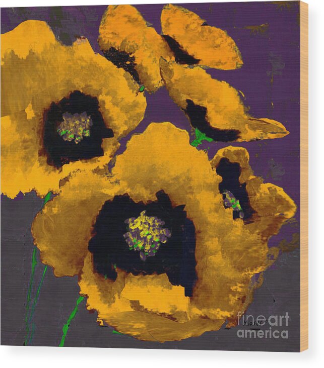  Wood Print featuring the painting Yellow Poppies by Dale Moses