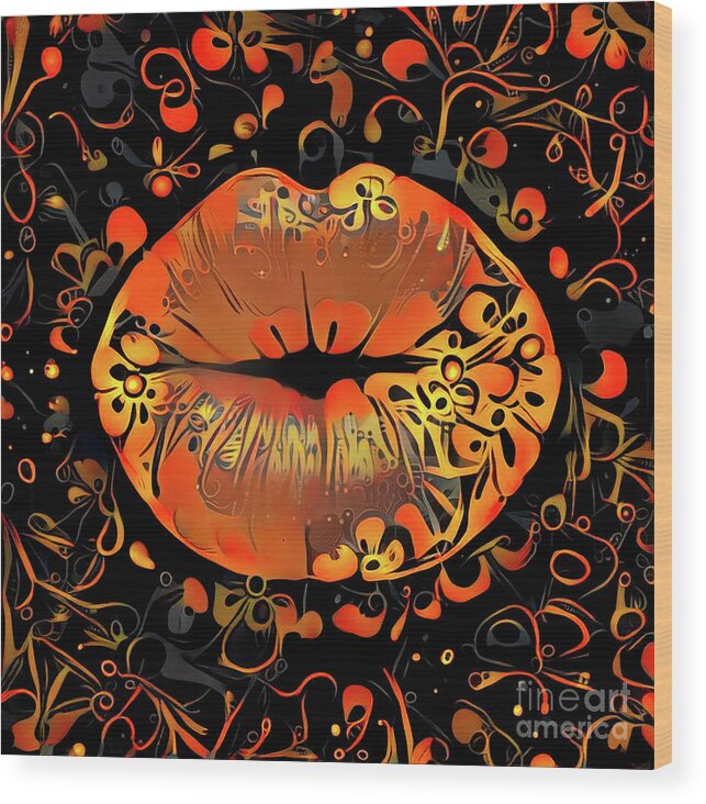 Beauty Wood Print featuring the digital art Kissing Lips #194 by Amy Cicconi