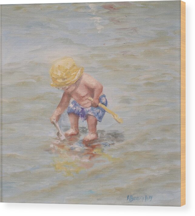Beach Child Wood Print featuring the painting Beach Day Revisited by Andrea Kelly Stevens