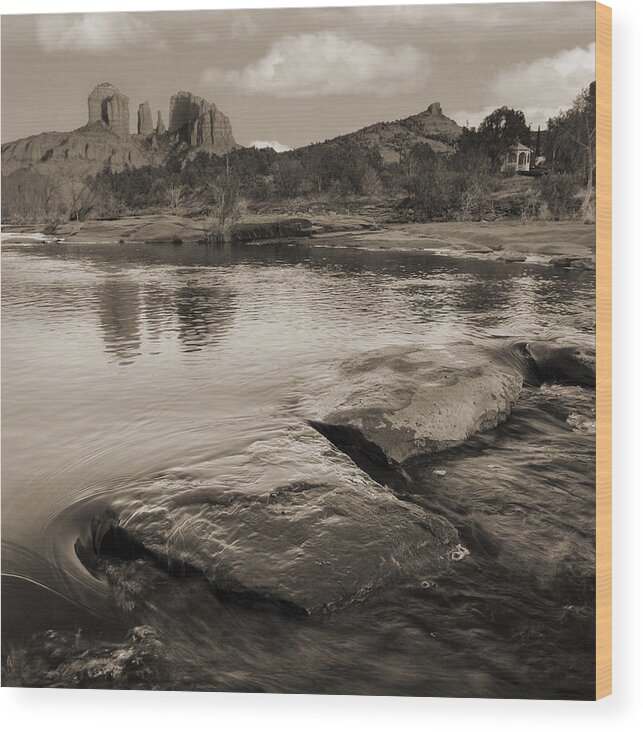 Red Rocks Wood Print featuring the photograph Cathedral Rock Flow by Bob Coates