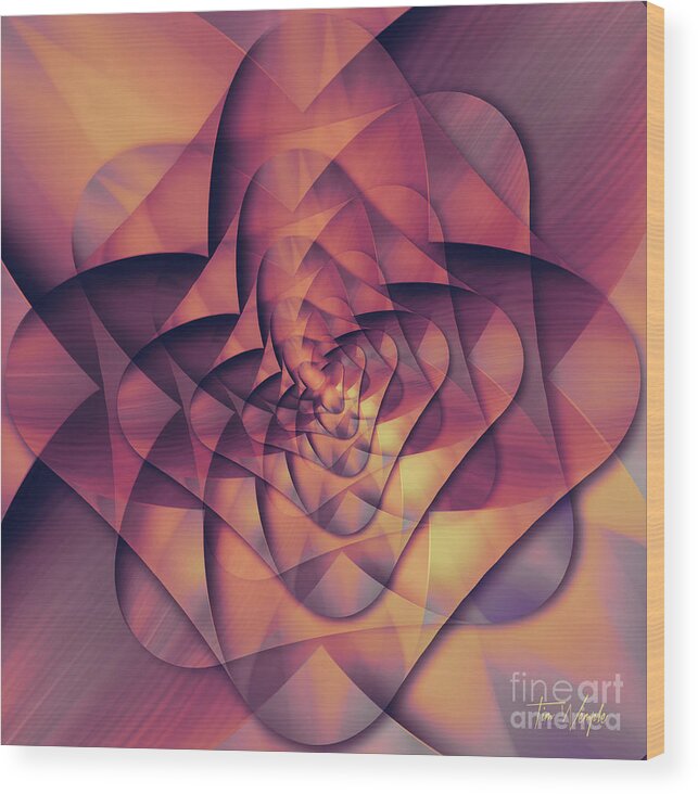 Abstract Wood Print featuring the digital art Folded Flower 2 by Tim Wemple