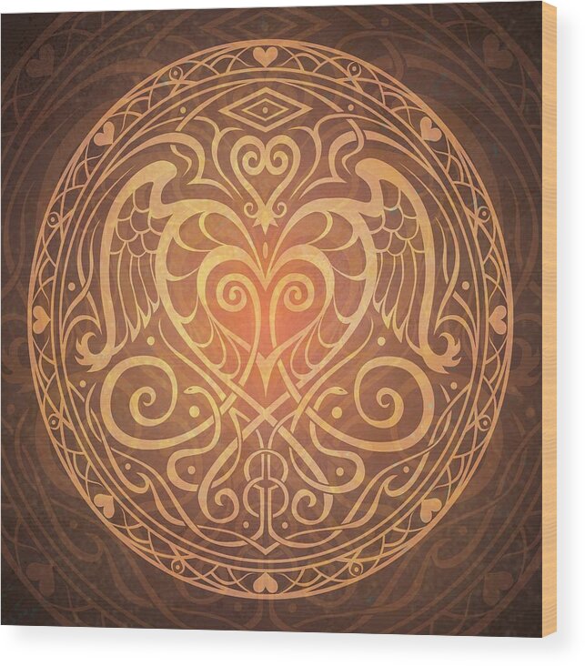 Mandala Wood Print featuring the digital art Heart of Wisdom Mandala by Cristina McAllister