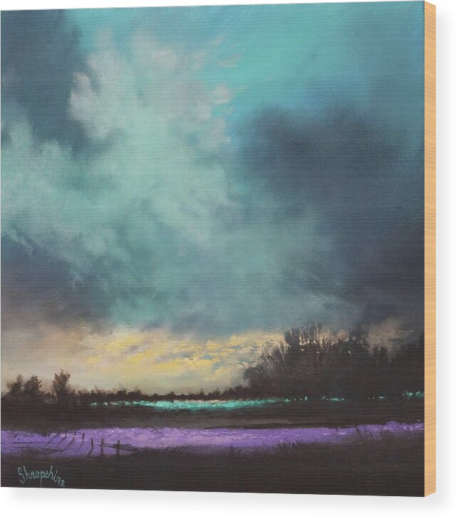 Blue And Lavender; Contemporary Landscape; Tom Shropshire Painting Wood Print featuring the painting Lavender Fields by Tom Shropshire