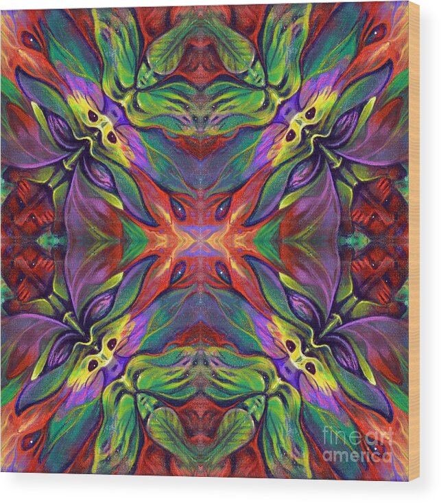 Rorshach Wood Print featuring the painting Masqparade Tapestry 7E by Ricardo Chavez-Mendez