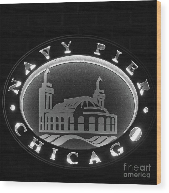 Chicago Wood Print featuring the photograph Navy Pier Chicago Sign by David Levin