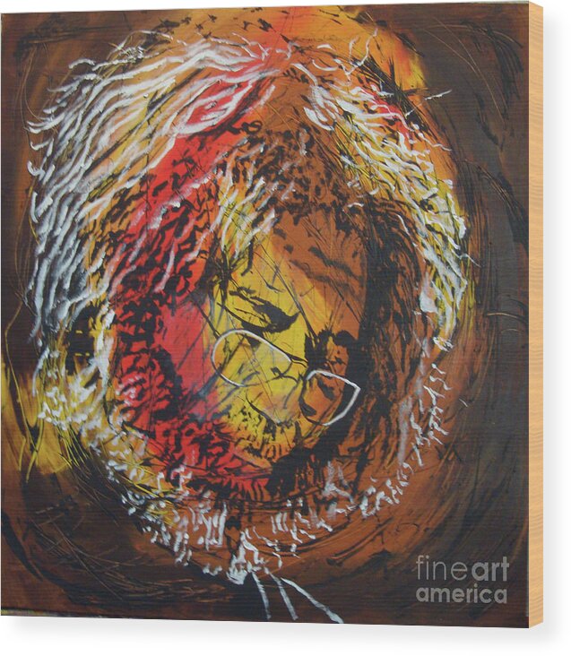 Jerry Garcia Wood Print featuring the painting Once A lion by Stuart Engel