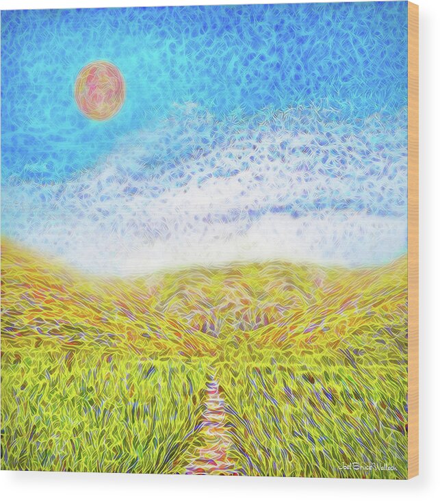 Joelbrucewallach Wood Print featuring the digital art Sunshine Path - Field In Marin California by Joel Bruce Wallach
