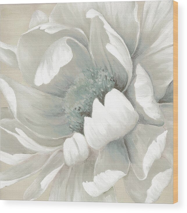 White Peony Wood Print featuring the painting Winter Bloom 1 by Carol Robinson