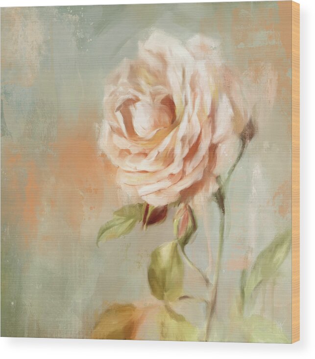 Colorful Wood Print featuring the painting Cottage Rose by Jai Johnson