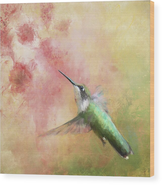 Hummingbird Wood Print featuring the painting After The Final Blooms by Jai Johnson