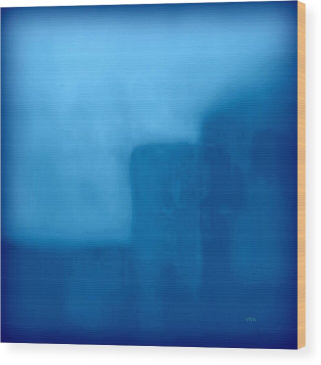 Mist Wood Print featuring the painting Blue Day - The Sound Of Silence by VIVA Anderson