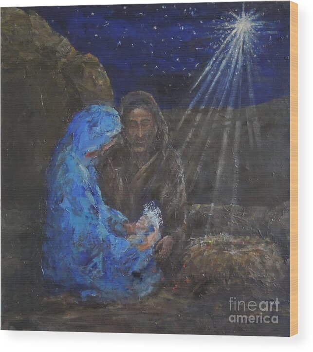 Christmas Wood Print featuring the painting Holy Night by Elizabeth Roskam