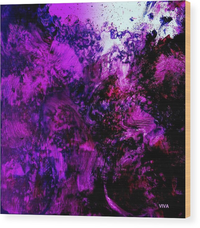 Rage Wood Print featuring the painting RAGE - Purple Thunder by VIVA Anderson