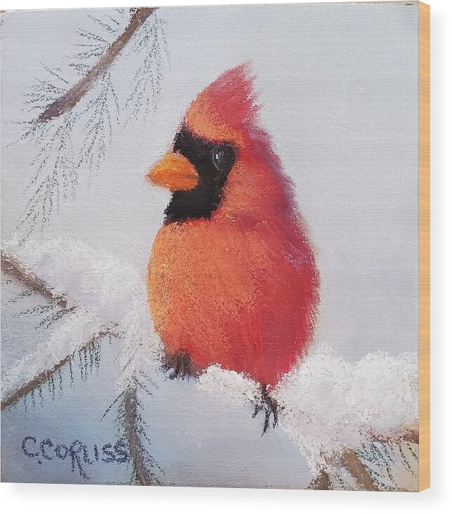  Wood Print featuring the pastel Red by Carol Corliss