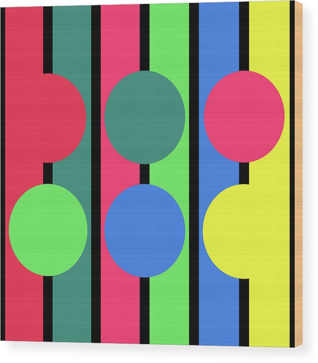 Abstract Wood Print featuring the painting Winter Circle Stripe - Colour Alphabet by Revad Codedimages
