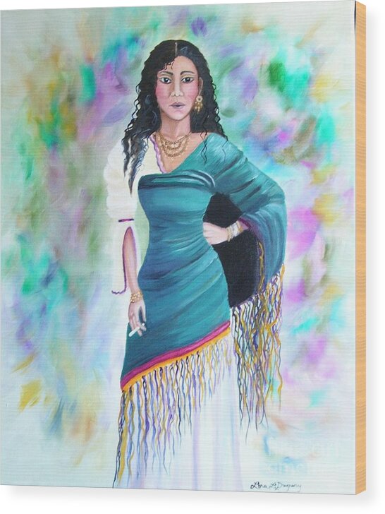 Gypsy Woman Wood Print featuring the painting Beautiful Zoli by Lora Duguay