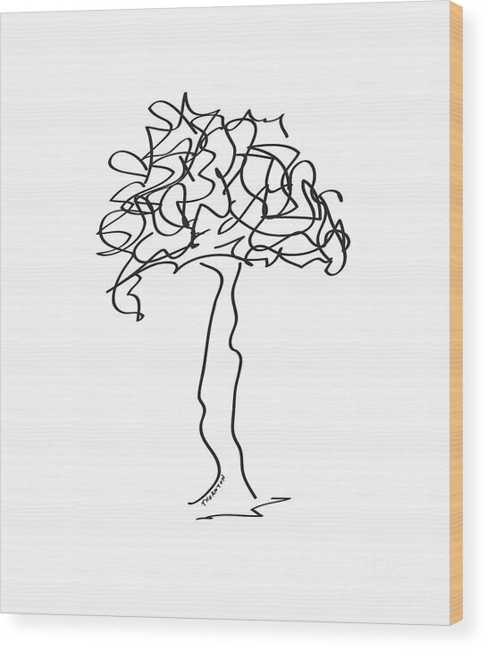 Tree Wood Print featuring the drawing Squiggle Tree 2 by Diane Thornton