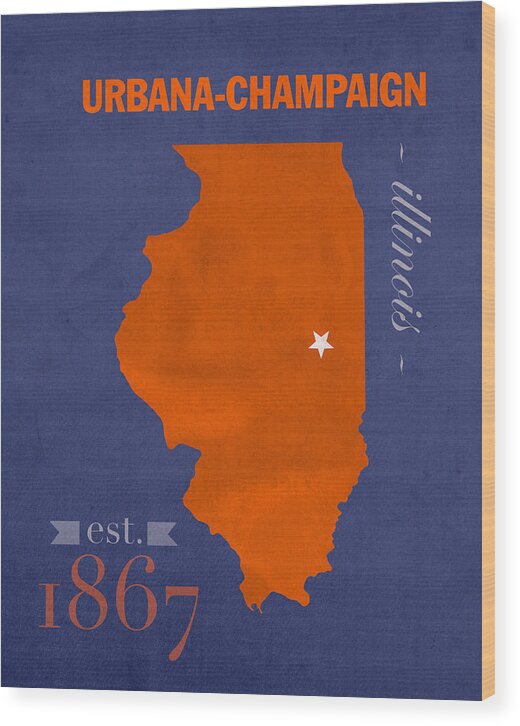 University of Illinois Fighting Illini Urbana Champaign College Town State Map Poster Series No 047 by Design Turnpike