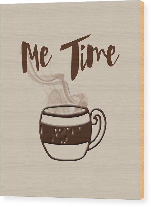 Coffee Wood Print featuring the photograph Me Time - Steaming Cup of Coffee by Joann Vitali