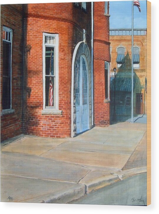 Realistic Wood Print featuring the painting Town Hall by William Brody