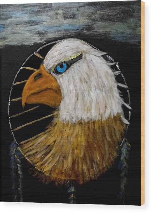 Eagle Wood Print featuring the painting DreamCaught by Anna Adams