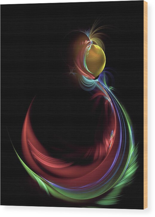 Digital Illustration Wood Print featuring the digital art Christmas Ball On My Greeting Card For My Friends by Aleksandrs Drozdovs