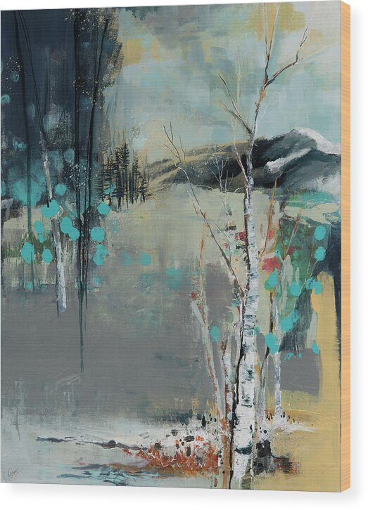 Wood Print featuring the painting Memories of a Winter Walk by Julie Tibus