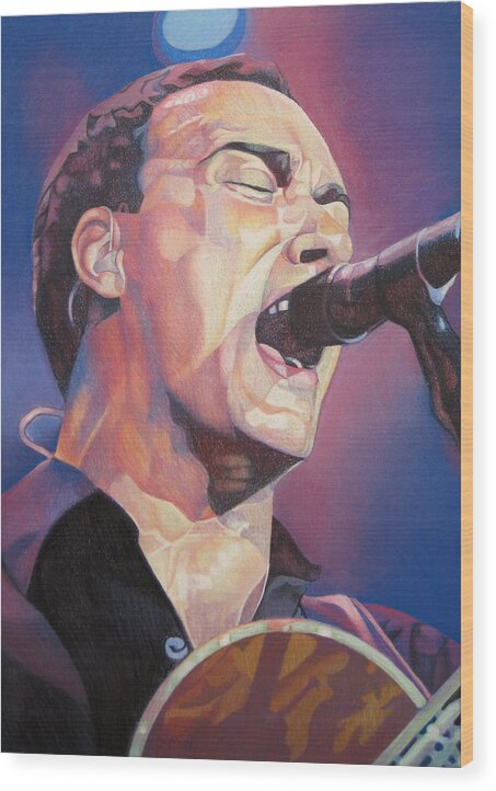 Dave Matthews Wood Print featuring the drawing Dave Matthews Colorful Full Band Series by Joshua Morton