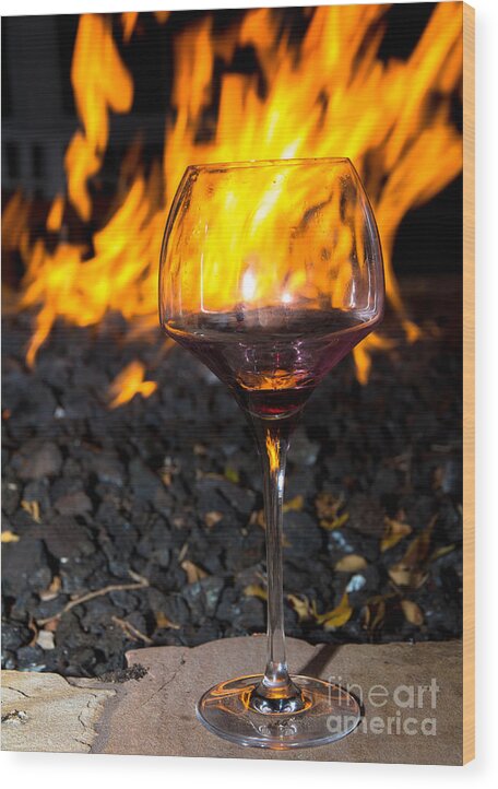 Glass Wood Print featuring the photograph Glass and flames by Agnes Caruso