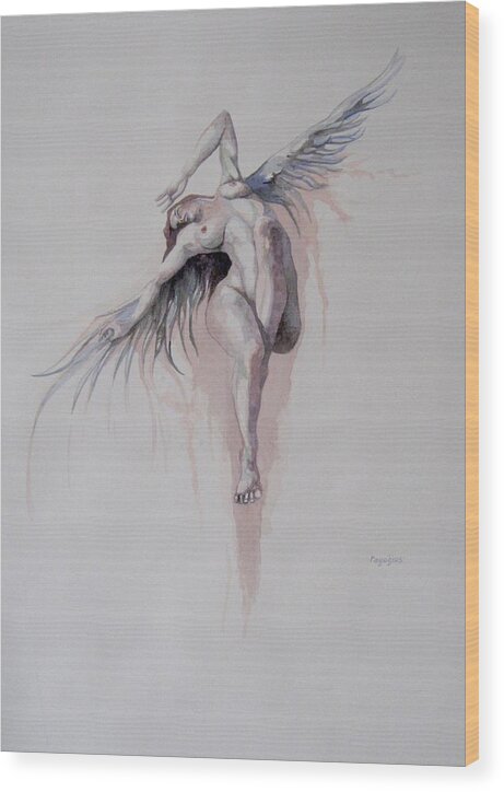 Angel Wood Print featuring the painting Sketch for Angela by Ray Agius