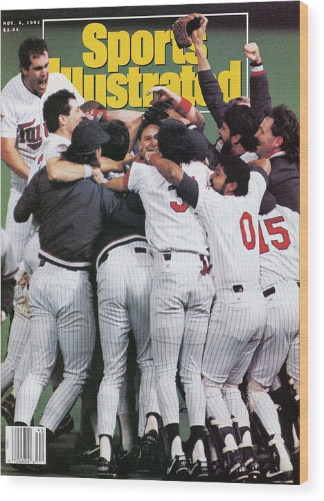 Magazine Cover Wood Print featuring the photograph Minnesota Twins, 1991 World Series Sports Illustrated Cover by Sports Illustrated