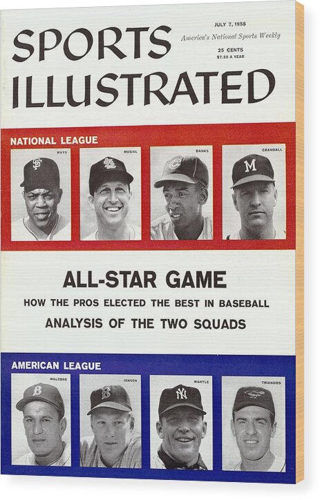 St. Louis Cardinals Wood Print featuring the photograph 1958 All Star Game Preview Sports Illustrated Cover by Sports Illustrated