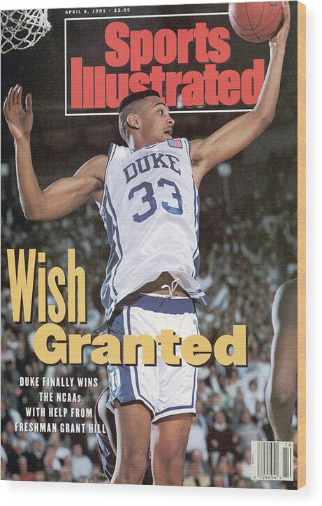 Sports Illustrated Wood Print featuring the photograph Duke University Grant Hill, 1991 Ncaa National Championship Sports Illustrated Cover by Sports Illustrated