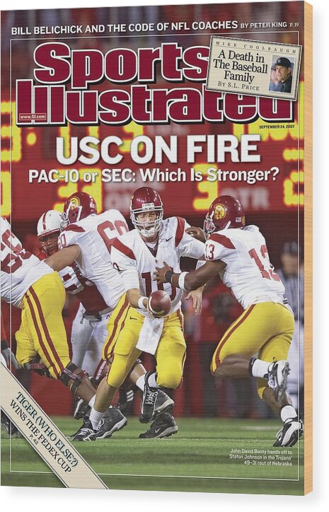 Magazine Cover Wood Print featuring the photograph University Of Southern California Qb John David Booty Sports Illustrated Cover by Sports Illustrated