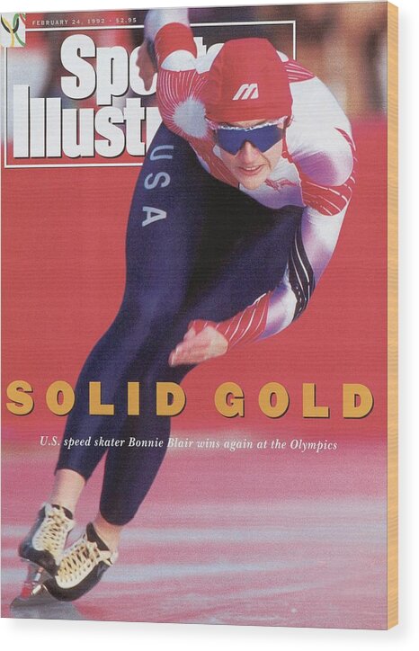 Magazine Cover Wood Print featuring the photograph Usa Bonnie Blair, 1992 Winter Olympics Sports Illustrated Cover by Sports Illustrated