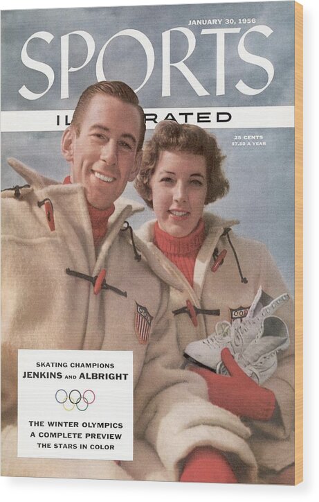 The Olympic Games Wood Print featuring the photograph Usa Hayes Jenkins And Tenley Albright, 1956 Cortina Sports Illustrated Cover by Sports Illustrated