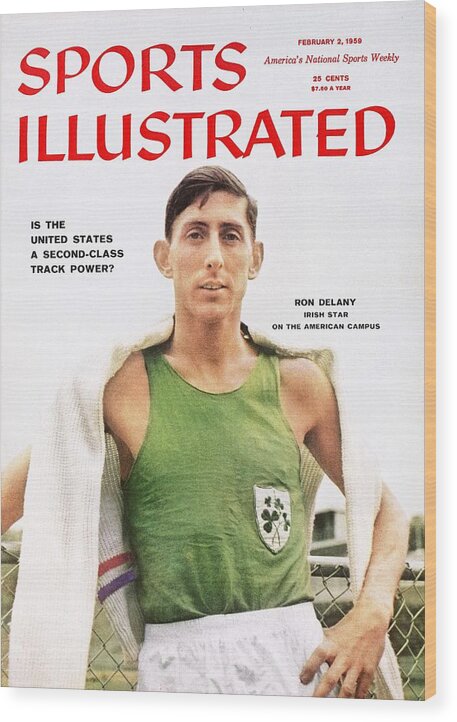 Magazine Cover Wood Print featuring the photograph Villanova Ron Delaney, Track & Field Sports Illustrated Cover by Sports Illustrated