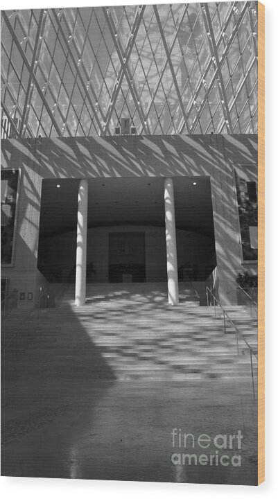 Black And White Wood Print featuring the photograph Inside Edmonton City Hall by Darcy Michaelchuk