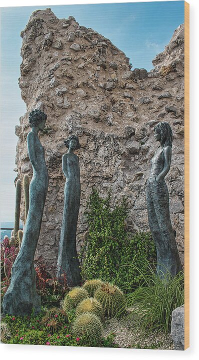 Rock Wood Print featuring the photograph Earth Goddesses of Eze by Portia Olaughlin
