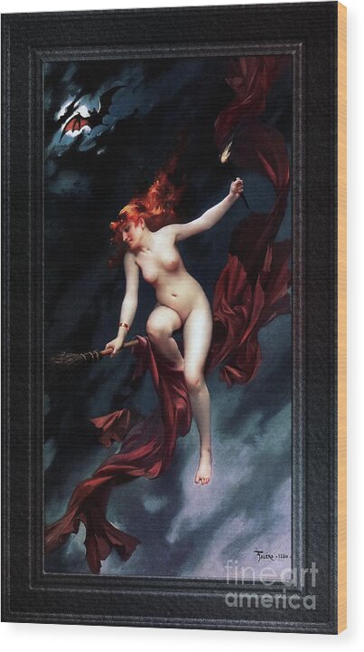 The Witches Sabbath Wood Print featuring the painting The Witches Sabbath by Luis Ricardo Falero Old Masters Fine Art Reproduction by Rolando Burbon