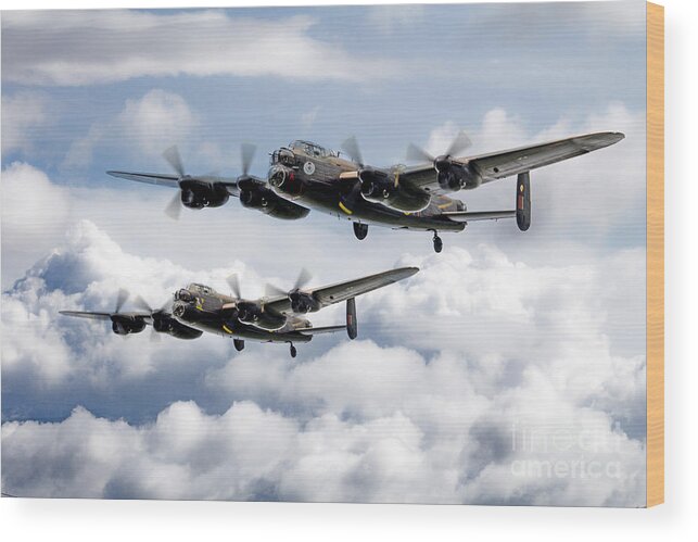 Avro Lancaster Wood Print featuring the digital art Flying Lancasters by Airpower Art
