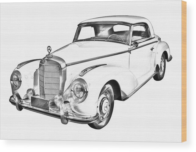 Premium Photo | A black and white drawing of a mercedes - benz car.