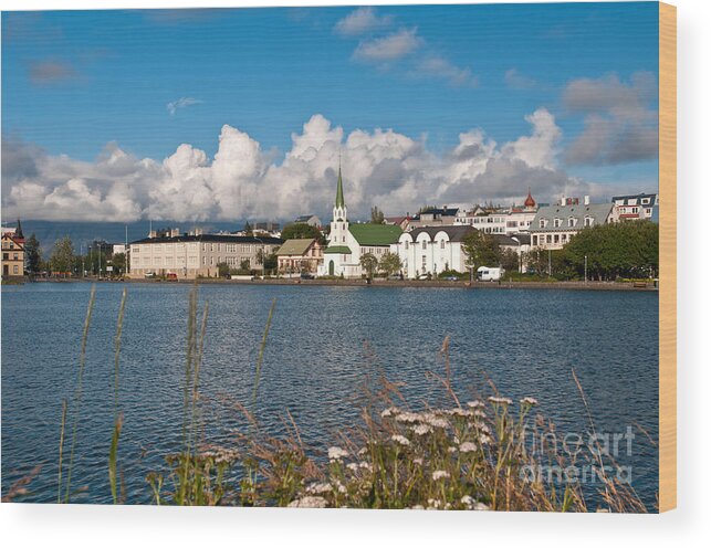 Iceland Wood Print featuring the photograph The Pond in Reykjavik. by Jackie Follett