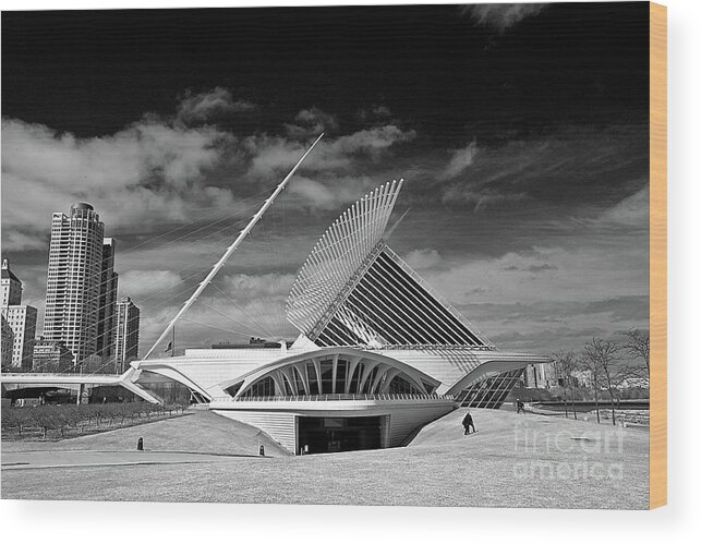 Milwaukee Wood Print featuring the photograph 0352 Milwaukee Art Museum Infrared by Steve Sturgill