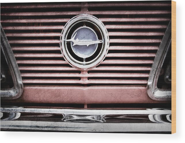 1966 Plymouth Barracuda - Cuda - Emblem Wood Print featuring the photograph 1966 Plymouth Barracuda - Cuda - Emblem by Jill Reger